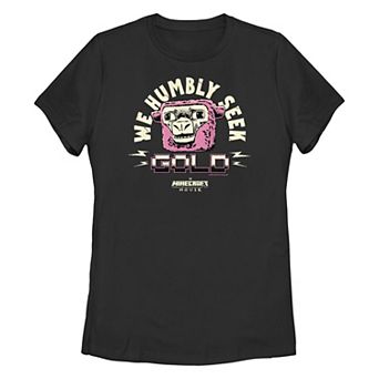 Juniors' Minecraft Movie We Humbly Seek Gold Graphic Tee