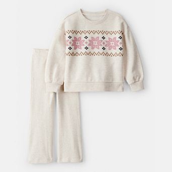 Toddler Girl Carter's Fleece Fairisle Pullover & Rib Pant Set