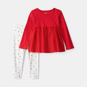 Baby & Toddler Girls Carter's Valentine's Day Heart Long-Sleeve Tee & Legging Set