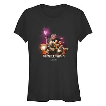Juniors' Minecraft Movie Piglings Attack Fitted Graphic Tee