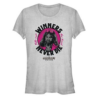 Juniors' Minecraft Movie Garrett Winners Never Die Fitted Graphic Tee