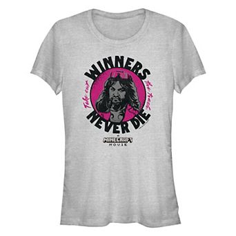Juniors' Minecraft Movie Garrett Winners Never Die Fitted Graphic Tee