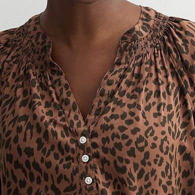 Women's Sonoma Goods For Life® Smocked Wrist Henley Top