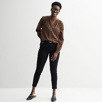 Women's Sonoma Goods For Life® Smocked Wrist Henley Top