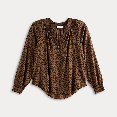 Women's Sonoma Goods For Life® Smocked Wrist Henley Top