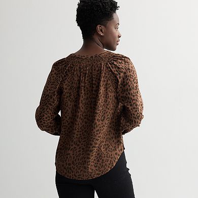 Women's Sonoma Goods For Life® Smocked Wrist Henley Top