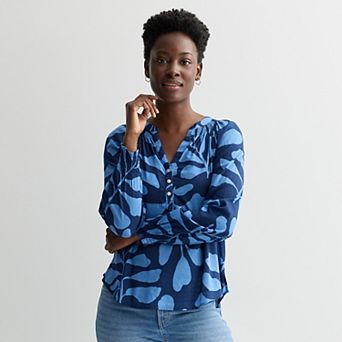 Women's Sonoma Goods For Life® Smocked Wrist Henley Top