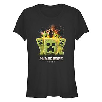 Juniors' Minecraft Movie Creepers Running Fitted Graphic Tee