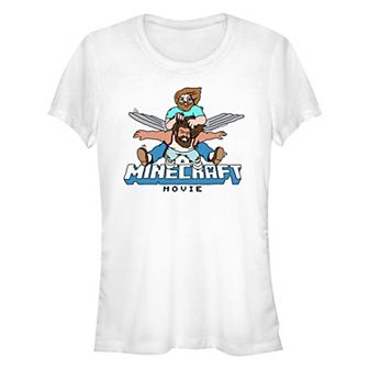 Juniors' Minecraft Movie Heroes Flying Fitted Graphic Tee