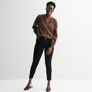 Petite Sonoma Goods For Life® Smocked Wrist Henley Top