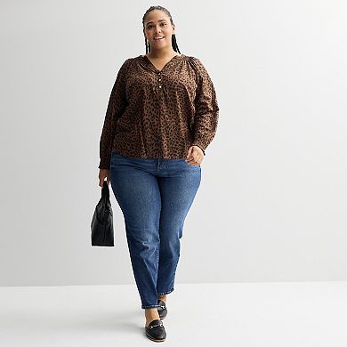 Plus Size Sonoma Goods For Life® Smocked Wrist Henley Top