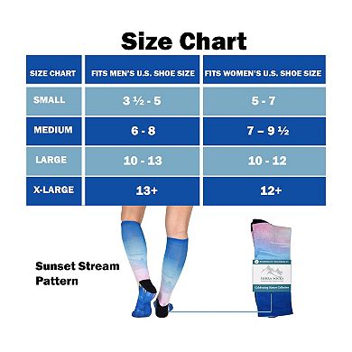 Sunset Stream Pattern CoolMax Nature Collection Socks for Men & Women