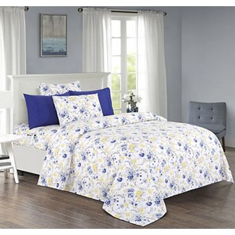 Elegant Comfort Luxury Soft Floral and Stripe Pattern Bed Sheet Set