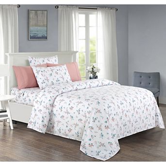 Elegant Comfort Luxury Soft Floral and Stripe Pattern Bed Sheet Set