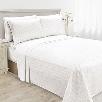 Elegant Comfort Luxury Soft Floral and Stripe Pattern Bed Sheet Set