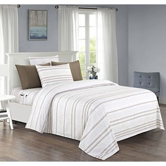 Elegant Comfort Luxury Soft Floral and Stripe Pattern Bed Sheet Set