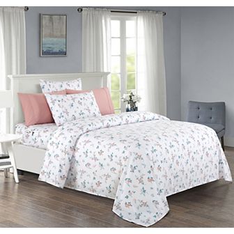 Elegant Comfort Luxury Soft Floral and Stripe Pattern Bed Sheet Set