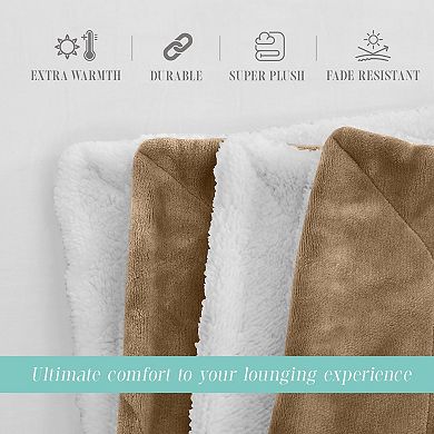 Elegant Comfort Reversible Solid Sherpa Throw Blanket
