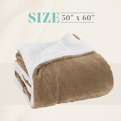 Elegant Comfort Reversible Solid Sherpa Throw Blanket