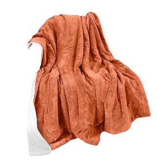 Elegant Comfort Reversible Solid Sherpa Throw Blanket