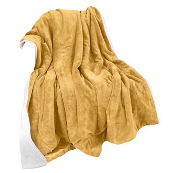 Elegant Comfort Reversible Solid Sherpa Throw Blanket