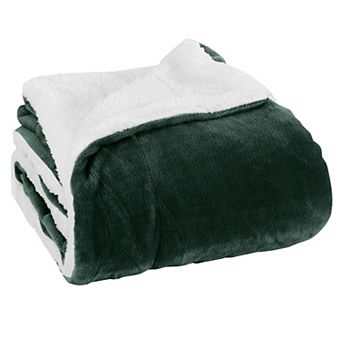 Elegant Comfort Solid Reversible Sherpa Back Throw Blanket Ultra-Soft, Cozy & Warm