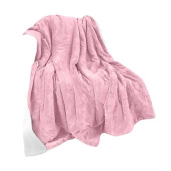 Elegant Comfort Reversible Solid Sherpa Throw Blanket