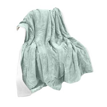 Elegant Comfort Reversible Solid Sherpa Throw Blanket