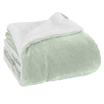 Elegant Comfort Solid Reversible Sherpa Back Throw Blanket Ultra-Soft, Cozy & Warm