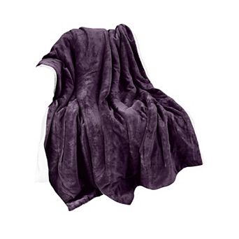 Elegant Comfort Reversible Solid Sherpa Throw Blanket