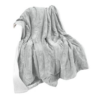 Elegant Comfort Reversible Solid Sherpa Throw Blanket