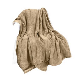 Elegant Comfort Reversible Solid Sherpa Throw Blanket