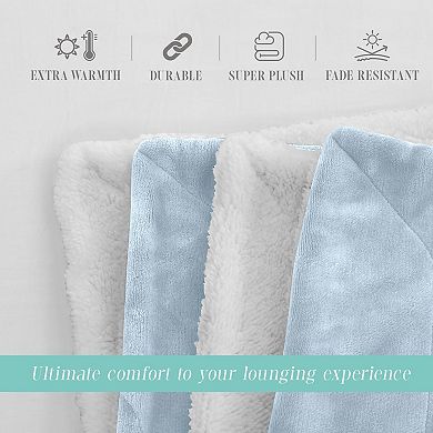 Elegant Comfort Reversible Solid Sherpa Throw Blanket