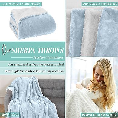 Elegant Comfort Reversible Solid Sherpa Throw Blanket