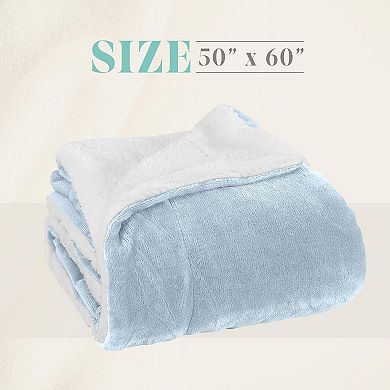 Elegant Comfort Reversible Solid Sherpa Throw Blanket