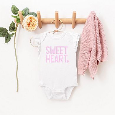 Sweetheart Raised Print Baby Flutter Sleeve Bodysuit
