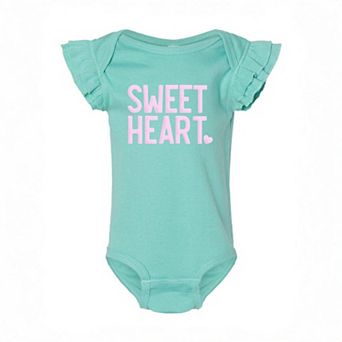 Sweetheart Raised Print Baby Flutter Sleeve Bodysuit