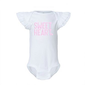 Sweetheart Raised Print Baby Flutter Sleeve Bodysuit