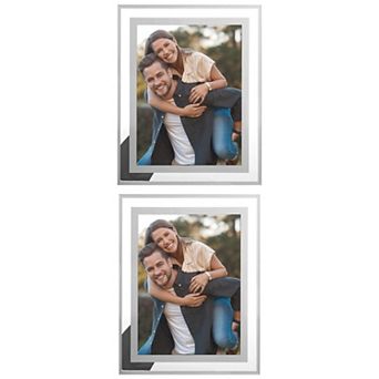 2 pc Glass Picture Frame for Tabletop Display, Real Glass Photo Frames 5" x 7"&6" x 8"