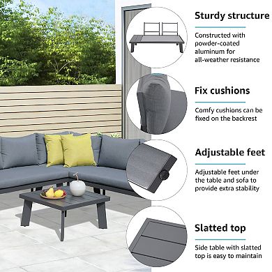 Aluminum 4-Piece Outdoor Patio Furniture Set