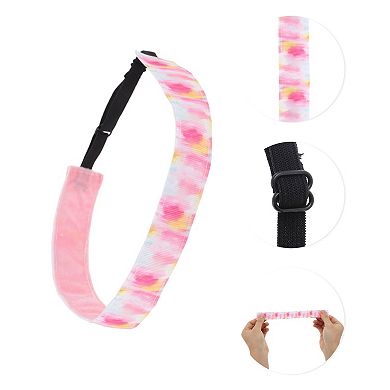 Non Slip Headband Tie-dye Headband for Sport Pink Yellow 1 Pc