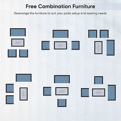 Patio 4 Pieces Furniture Sets Outdoor Metal Swivel Chairs with Loveseat and Tempered-Glass Table