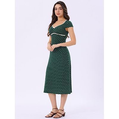 knee length dresses for ladies Cap Sleeve Midi Dress