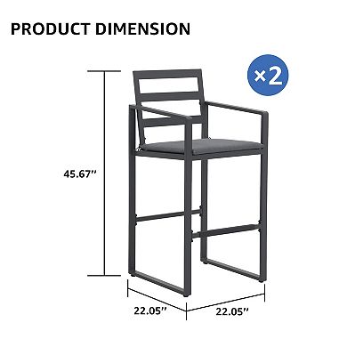 2 Piece Patio Outdoor Bar Stools Set