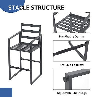 2 Piece Patio Outdoor Bar Stools Set