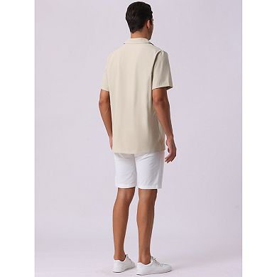 Men's Linen Shirts Camp Collar Short Sleeve Button Down Summer Beach Shirts