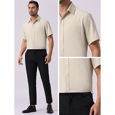 Men's Linen Shirts Short Sleeve Button Down Casual Summer Hawaiian Beach Shirts