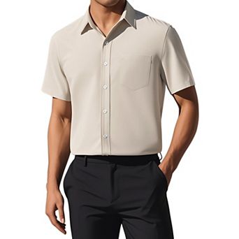 Men's Linen Shirts Short Sleeve Button Down Casual Summer Hawaiian Beach Shirts