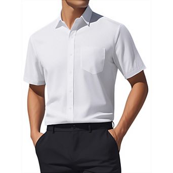 Men's Linen Shirts Short Sleeve Button Down Casual Summer Hawaiian Beach Shirts