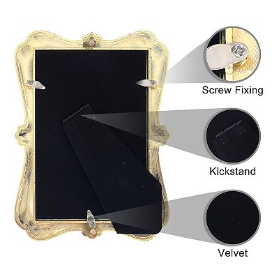 2 Pcs Picture Frame Pearl Plated Photo Frame with Glass Front Decoration Home Gold 5" x 7"&4" x 6"
